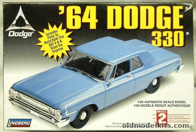 Lindberg 1/25 1964 Dodge 330 2 Door Coupe, 72176 plastic model kit